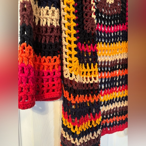 Anthropologie Farm Rio Mulitcolor Open Knit Cardigan - Picture 5 of 9